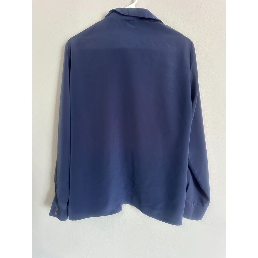 Vintage Pendleton Sophisticates Blue Button Front Blouse Size M Made in USA - Picture 3 of 6